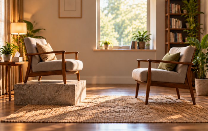 Two chairs in a therapy room